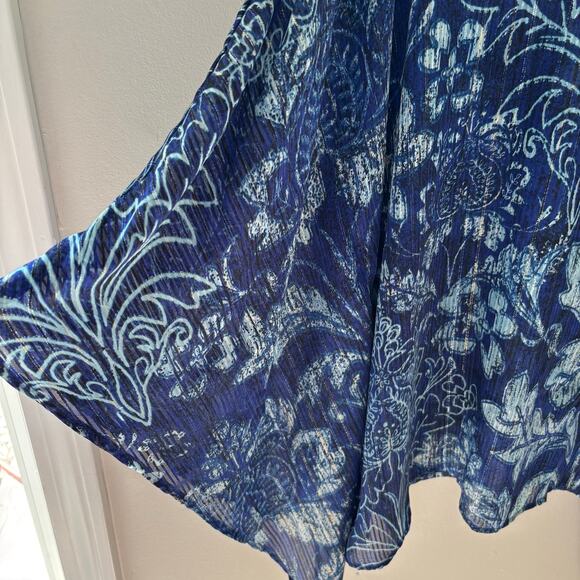 Bob Mackie Wearable Art Lightweight Flowy Sheer Shimmer Poncho Boho Coastal XL - Picture 3 of 8